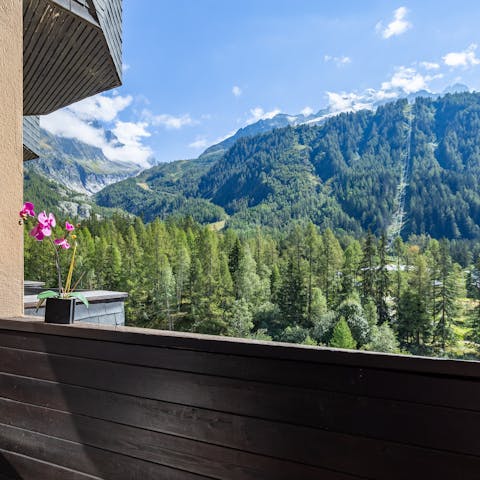 Admire the forest and mountains from your private balcony