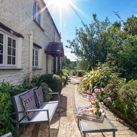 Sip your morning coffee in the sunny front courtyard