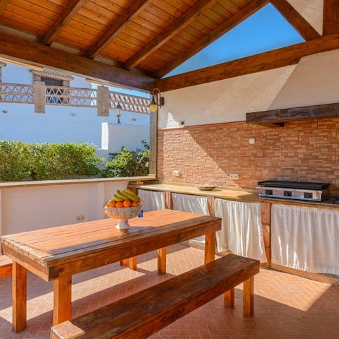 Fire up the grill for a Spanish feast that can be enjoyed alfresco at the bench