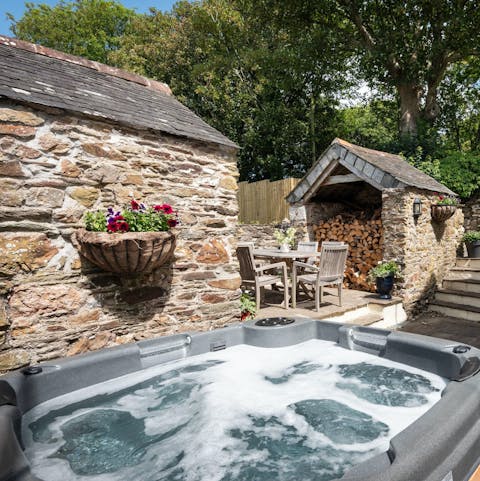 Let your cares drift away as you enjoy a soak in the hot tub