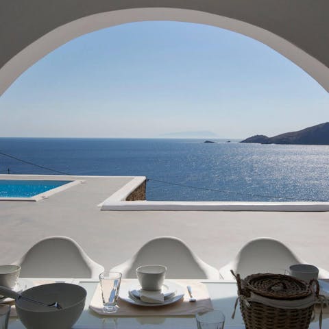 Sit down to a Greek meze with sweeping views of the Aegean Sea