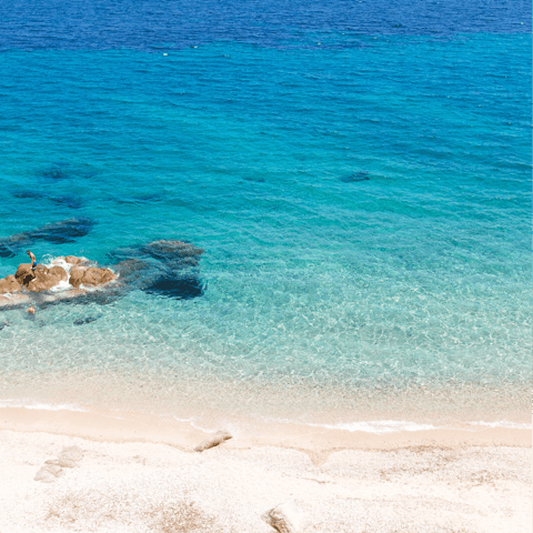 Reach your closest beach, Kato Tigani, in just four minutes