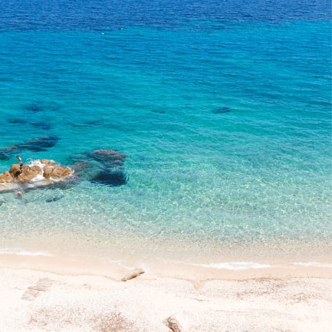 Reach your closest beach, Kato Tigani, in just four minutes