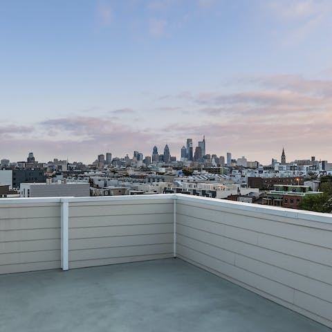 Take in panoramic views over Philadelphia from the communal rooftop terrace