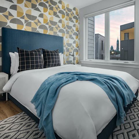 Wake up to incredible Philly vistas from the stylish bedrooms