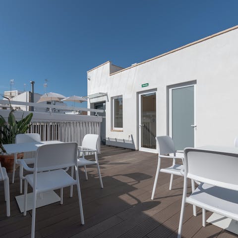 Sip a glass of Rioja in the sunshine on the roof terrace