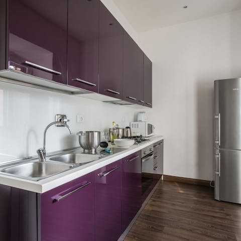 Cook something special in the mulberry-purple kitchen