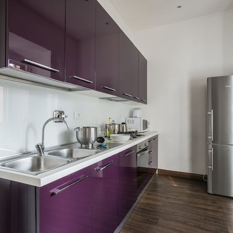 Cook something special in the mulberry-purple kitchen