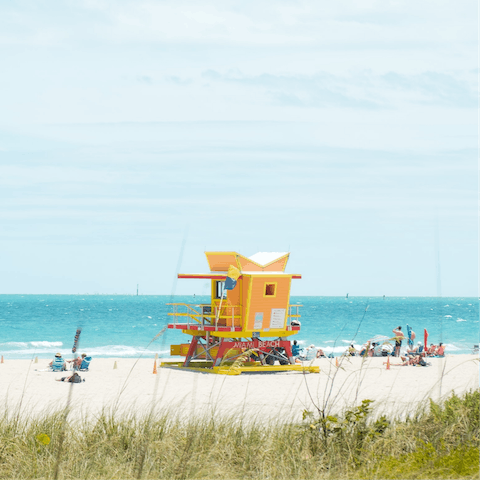 Soak up the sun on Miami Beach, the sandy shore is just a minute away from home