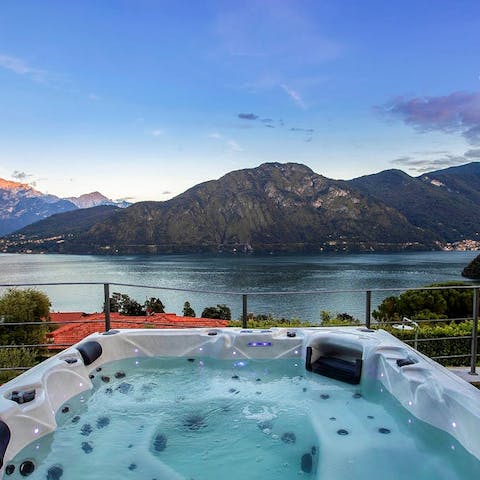 Enjoy unforgettable views while soaking in the Jacuzzi 