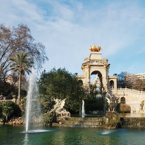 Stroll around the serenity of Cuitadella Park, just a twenty-one minute drive away