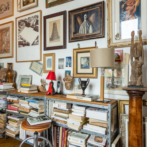 Explore the works of art in the bohemian study