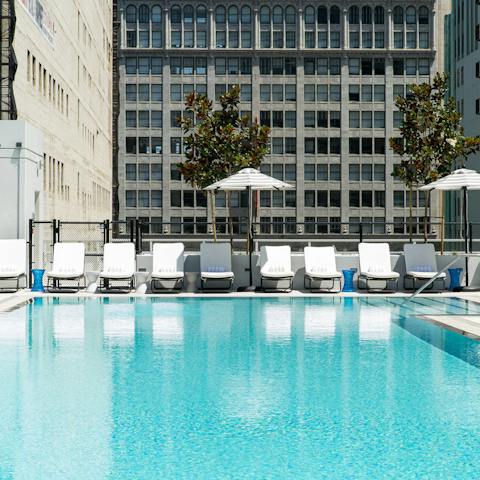 Take a refreshing dip in the heated pool