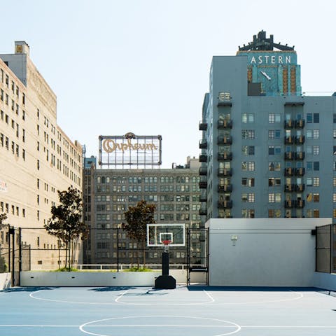 Shoot some hoops on the full-size basketball court