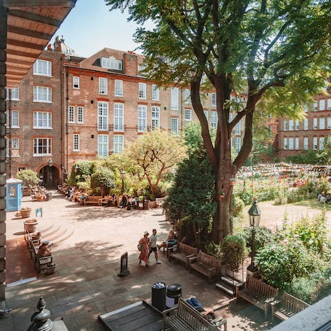 Take in views of St Paul’s Church and its courtyard from your home