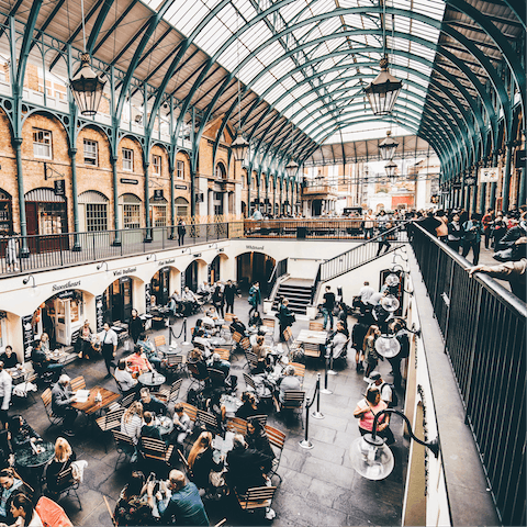Stroll around Covent Garden with its high-end boutiques and eclectic eateries, a one-minute walk away