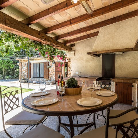 Take a break from sunbathing with a spot of lunch on the shaded terrace