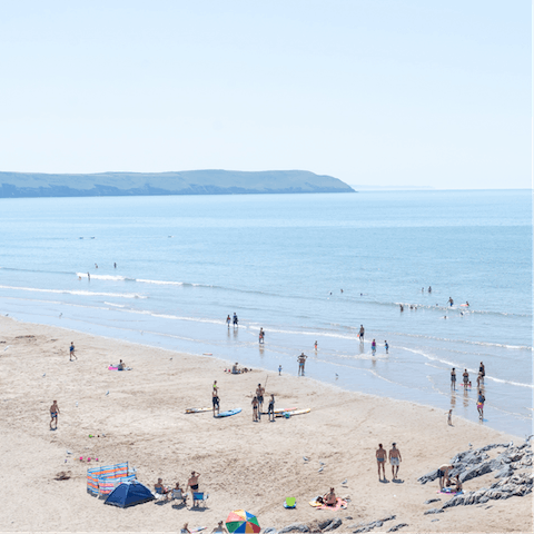 Feel the sand between your toes at Abermaw Beach, less than a twenty-five minute drive away