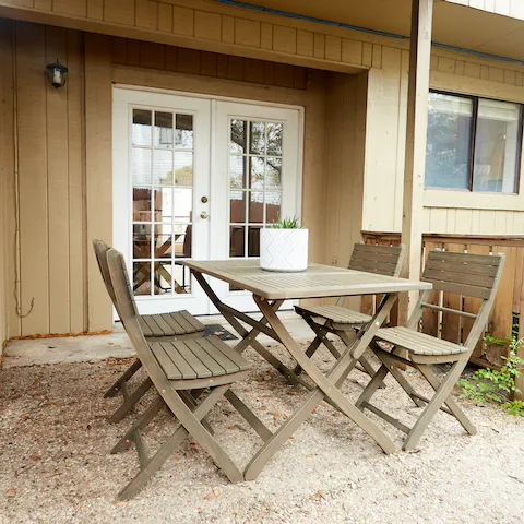 Dine alfresco on the private patio on a balmy evening