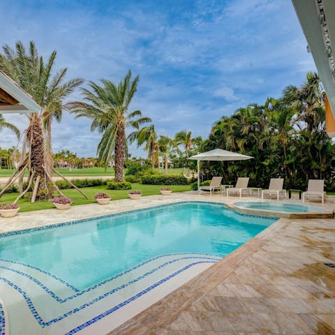 Bask in the Dominican sunshine in the private pool and Jacuzzi