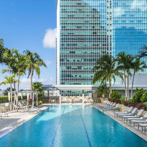 Cool-off from the Miami heat in the swimming pool