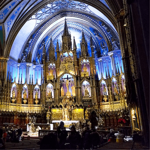 Visit the beautiful Notre-Dame Basilica, a fifteen-minute walk from this home