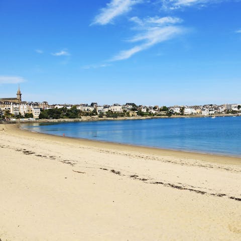 Spend sunny afternoons on sandy Plage de l'Écluse, a twelve-minute walk away