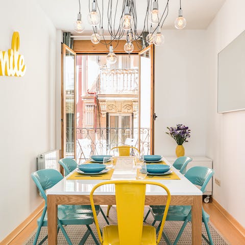 Share family meals in the bright and stylish dining area 