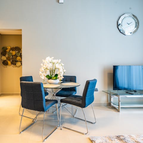 Serve up some local Emirati culinary delights at the dining area