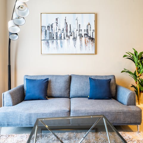 Stretch out on the couch after a day of visiting Dubai's sought-after sights