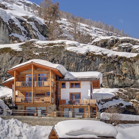 Take in the spectacular views of the Valais cliffs