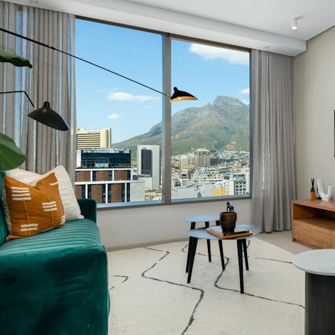 Take in the vistas of Table Mountain from the sofa