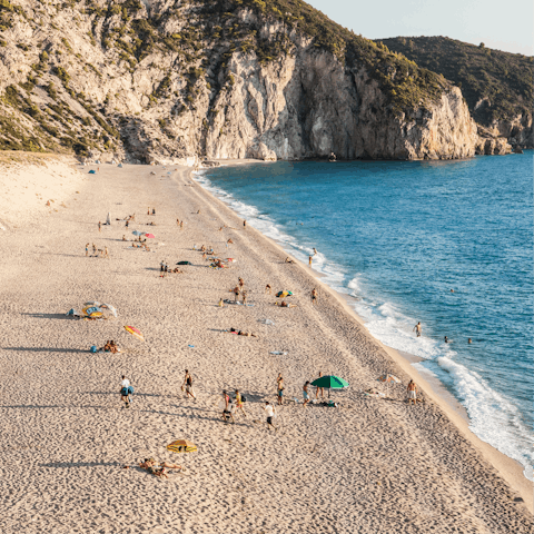Put on your flip flops and stroll to Episkopos Beach, three minutes away