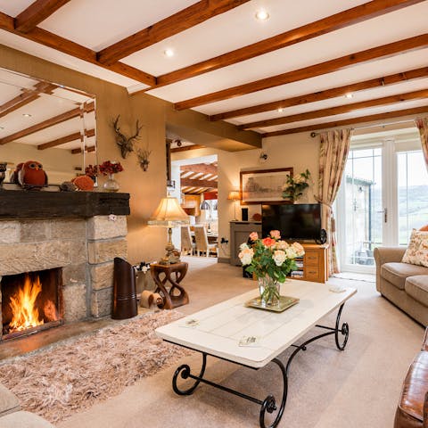 Gather around the fire after a walk on the moors