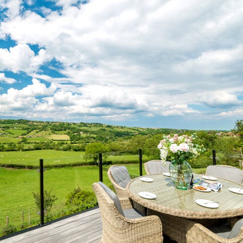 Admire the stunning views over the Esk Valley from the balcony
