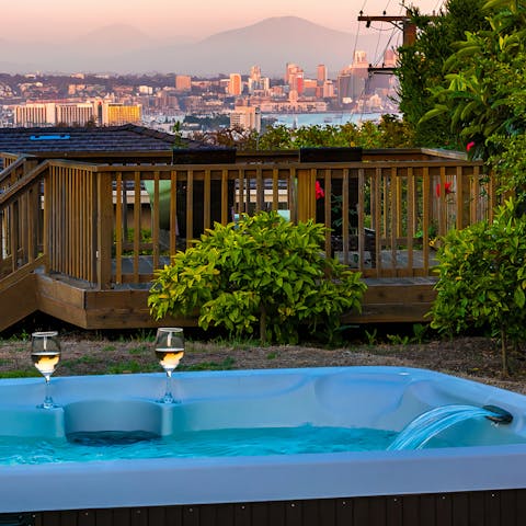 Open a bottle of wine and relax in the hot tub