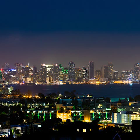 Fabulous views of the San Diego skyline at night