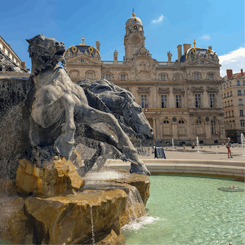 Admire the Bartholdi Fountain before visiting the Place des Terreaux