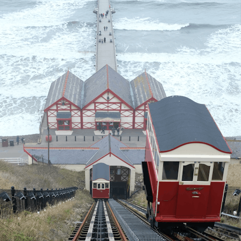 Take the short drive to nearby Saltburn Beach and ride the cliff lift down to the shore