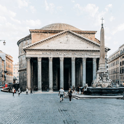 Soak up the historic splendour of the Pantheon, just fourteen minutes away on foot