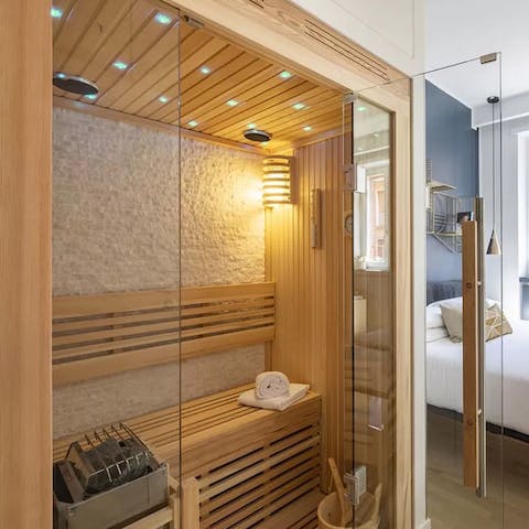 Feel anew in the private sauna