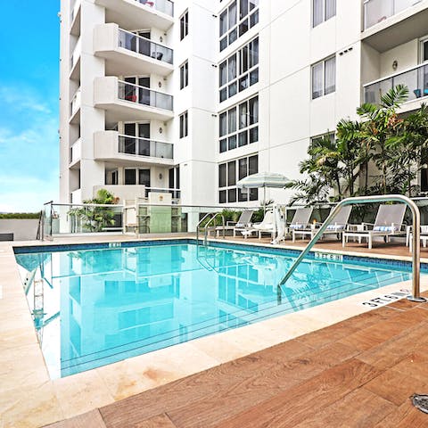 Enjoy a swim in the outdoor pool