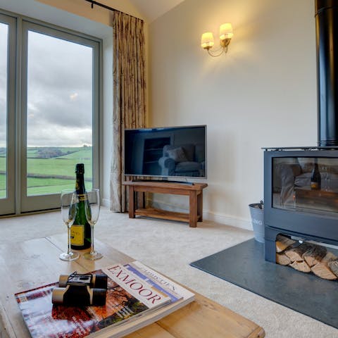 Relax in front of the fireplace after a hike in Exmoor National Park