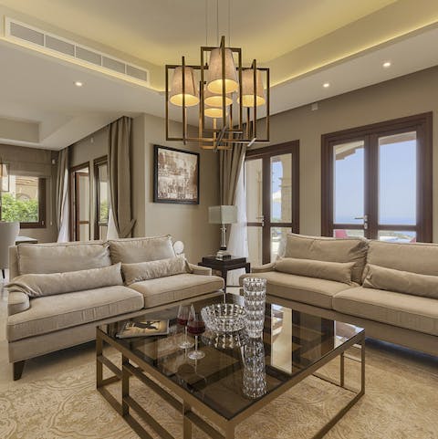 Entertain friends in the stylish open-plan living and dining area
