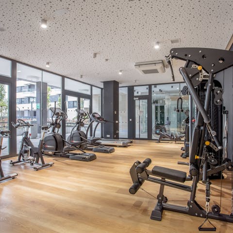 Maintain your fitness routine at the on-site gym