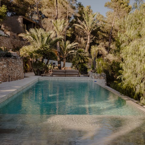Jump into the villa's swimming pool surrounded by flourishing wildlife