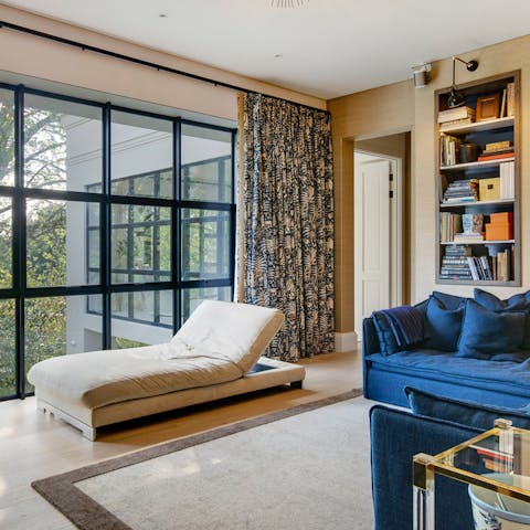 Enjoy peaceful moments of solitude in the home library room 