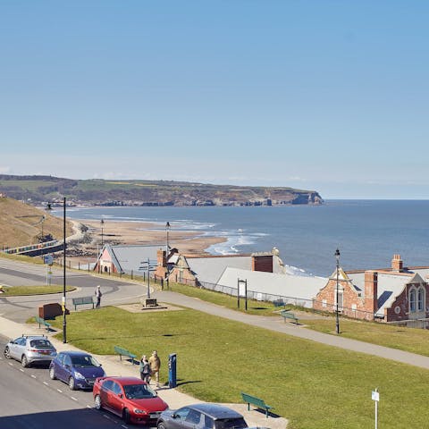 Wander down to Whitby's sandy beach, just a short stroll away