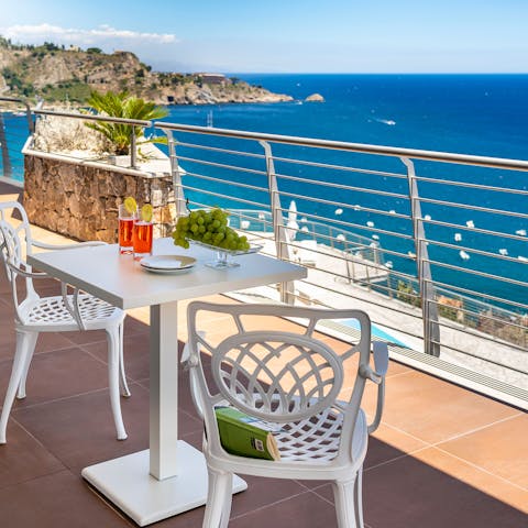 Sit out on one of the many balconies and admire the coastal panoramas