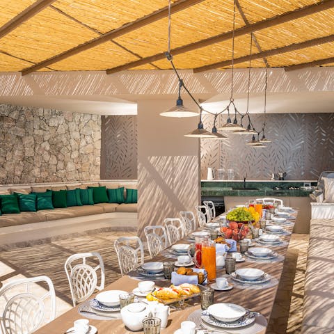 Cook up some Mediterranean fare on the barbecue and dine on the covered terrace